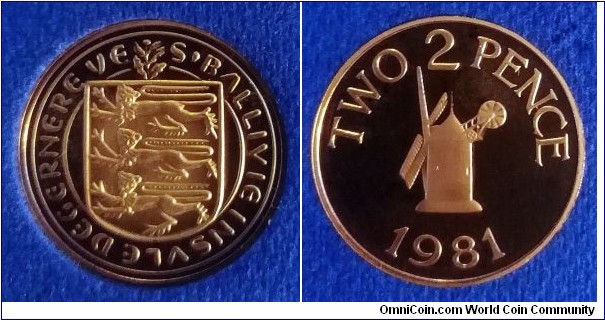 Guernsey 2 pence. 1981, Proof. Mintage: 5.500 pcs.