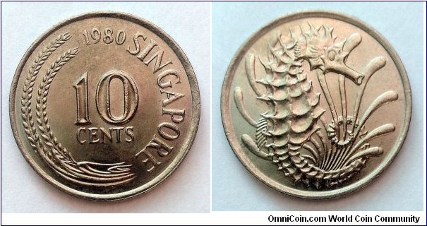 Singapore 10 cents. 1980