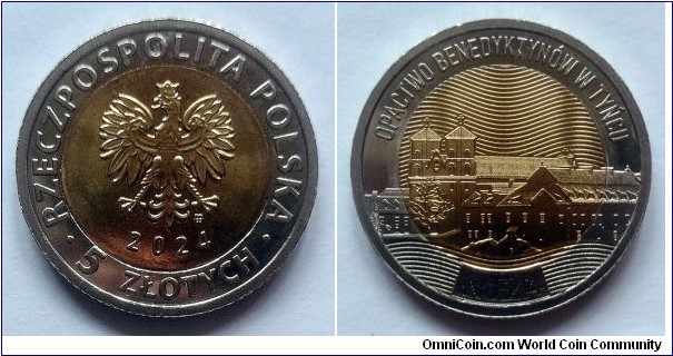 Poland 5 złotych. 2024, Discover Poland - The Benedictine Abbey in Tyniec.