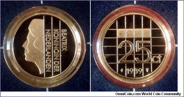 Netherlands 25 cents. 1989, Proof. Mintage: 15.000 pcs.