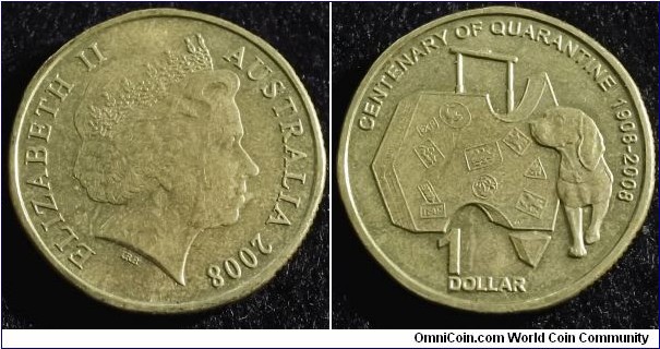 Australia 2008 1 dollar. Commemorating Centenary of Quarantine. NCLT. Pulled from circulation. Mintage: 51,694 (total) 