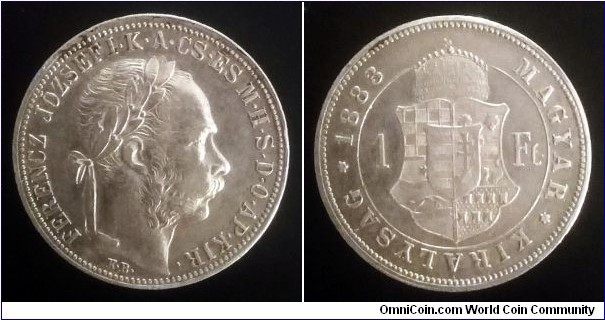 Hungary (Austro-Hungarian Monarchy) 1 forint. 1883, Ag 900. Weight; 12,34g. Diameter; 29mm.