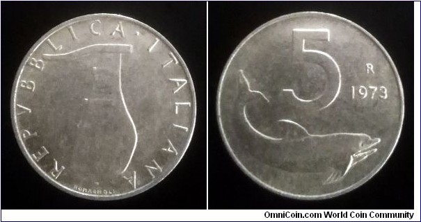 Italy 5 lire. 1973