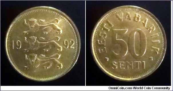 Estonia 50 senti. 1992 (II)