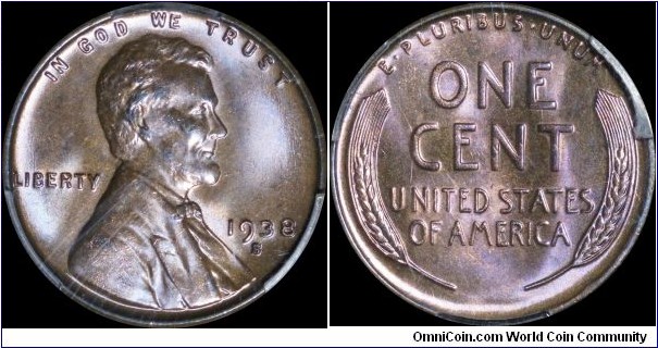 1938 S WHEAT CENT PCGS UNC DETAILS-QUESTIONABLE COLOR