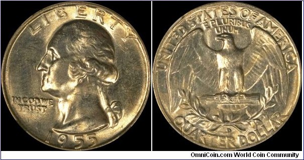 NGC MS65 1955-D Washington quarter 