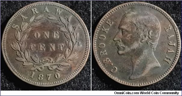 Sarawak 1870 1 cent. Nice condition. Weight: 9.05g