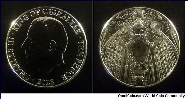 Gibraltar 10 pence. 2023, Coronation of King Charles III.