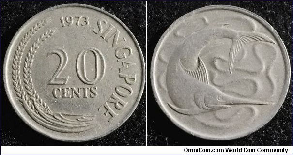 Singapore 1973 20 cents. Found circulating in Australia! 