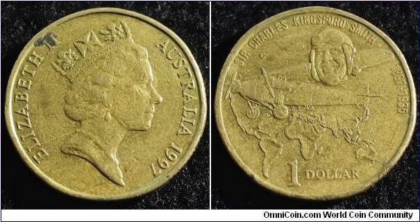 Australia 1997 1 dollar. NCLT. Sir Charles Kingsford Smith - small head. Mintmark C. 
