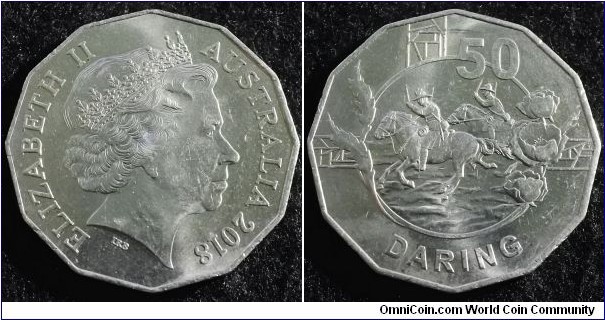 Australia 2018 50 cents. NCLT. Daring. Found in circulation.  