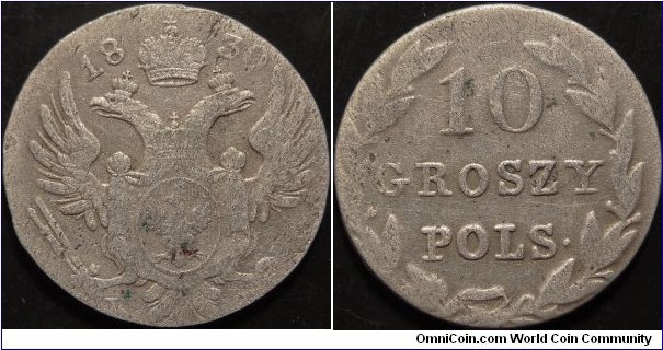 AR 10 Groszy 1830 KG. Poland under Russian occupation. 