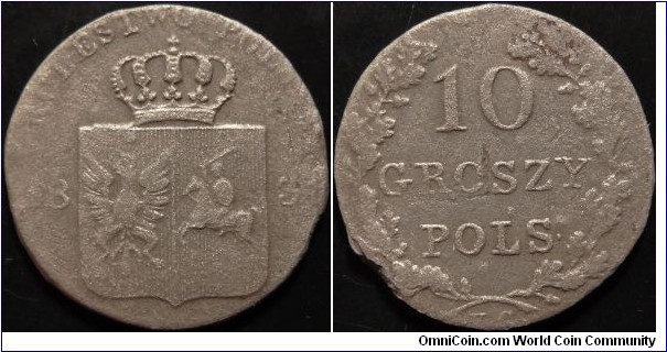 AR 10 Groszy 1831 KG. Polish Rebellion against Russian occupation. 