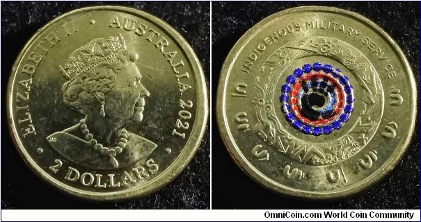 Australia 2021 2 dollars commemorating Indigenous Military Service. 