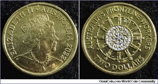 Australia 2022 2 dollars commemorating Australia's Frontline workers. 