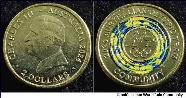 Australia 2024 2 dollars commemorating Paris Olympics - Community. 