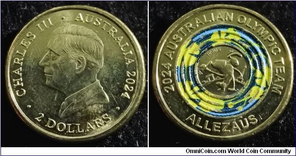 Australia 2024 2 dollars commemorating Paris Olympics - Allezaus. 