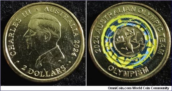 Australia 2024 2 dollars commemorating Paris Olympics - Olympism. 