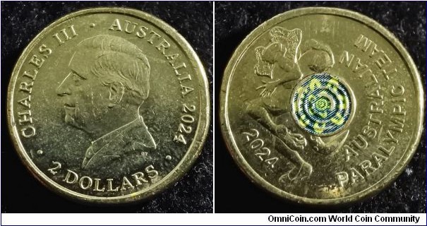 Australia 2024 2 dollars commemorating Paris Olympics - Australian Paralympics Team. 