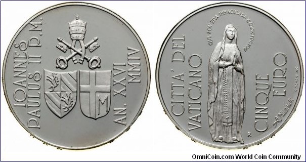 5 Euro 2004 - Dogma of the Immaculate Conception. Pontif. Ioannes Paulus II.