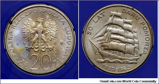 20 Złotych 1980 - Training Ship Dar Pomorza.