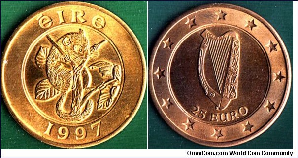 Ireland 1997 25 Euros.

Dormouse.