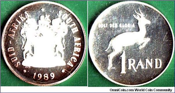 South Africa 1989 1 Rand.

Silver.