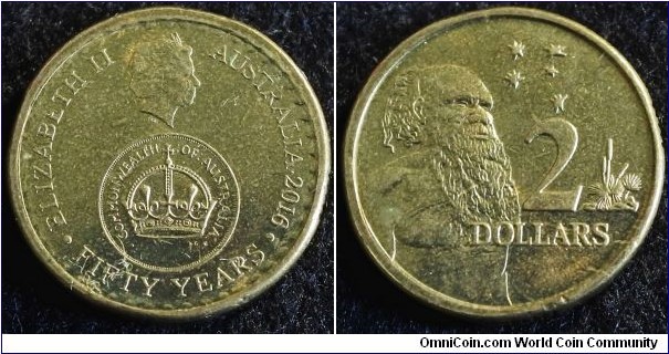 Australia 2016 2 dollars commemorating 50th anniversary of decimal currency. 