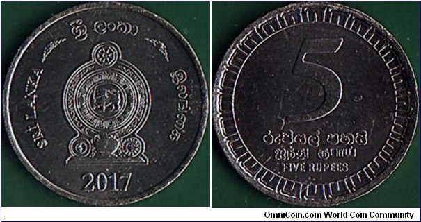 Sri Lanka 2017 5 Rupees.