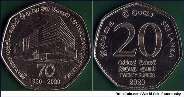 Sri Lanka 2020 20 Rupees.

70 Years of the Central Bank of Sri Lanka.