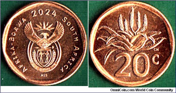 South Africa 2024 20 Cents.