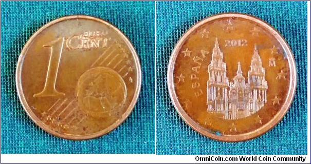 1 Cent 2012 - Cathedral of Santiago de Compostela.