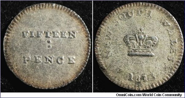 Australia 1813 dump. Fake. Struck in coin alignment instead of medal. Weight: 4.37g