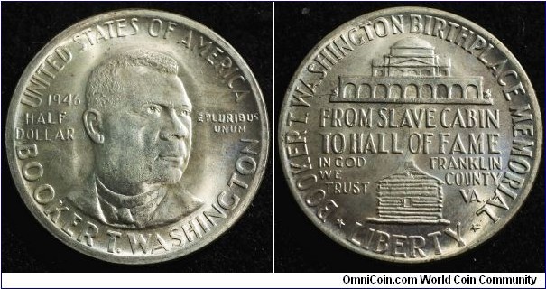 US 1946 1/2 dollar commemorating Booker T. Washington. Nice condition. Weight: 12.51g
