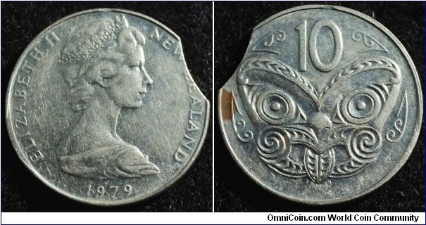 New Zealand 1979 10 cents. Clipped. Weight: 5.52g