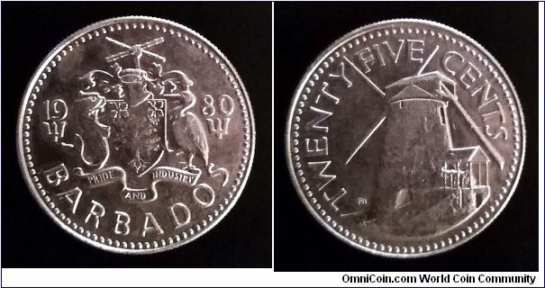 Barbados 25 cents. 1980