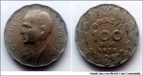Brazil 100 reis. 1938, Getulio Vargas.