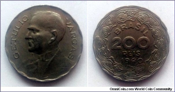 Brazil 200 reis. 1938, Getulio Vargas.