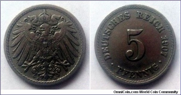 German Empire 5 pfennig. 1907 A