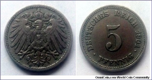 German Empire 5 pfennig. 1901 D