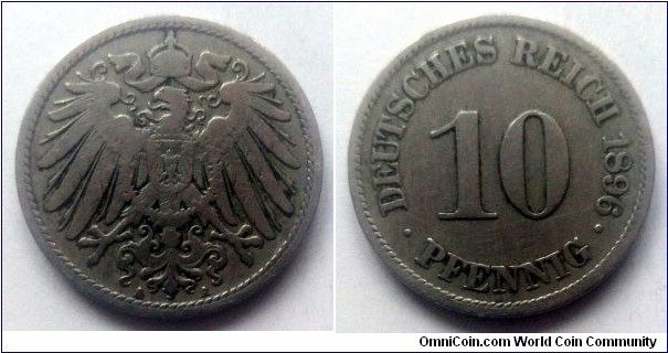 German Empire 10  pfennig. 1896 A