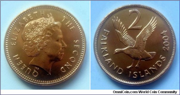 Falkland Islands 2 pence. 2004