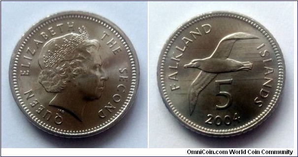 Falkland Islands 5 pence. 2004