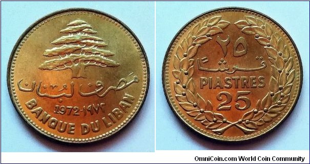 Lebanon 25 piastres. 1972