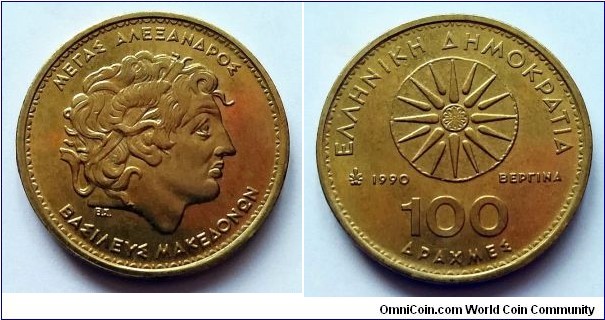 Greece 100 drachmes. 1990