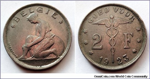 Belgium 2 francs. 1923, Belgie.