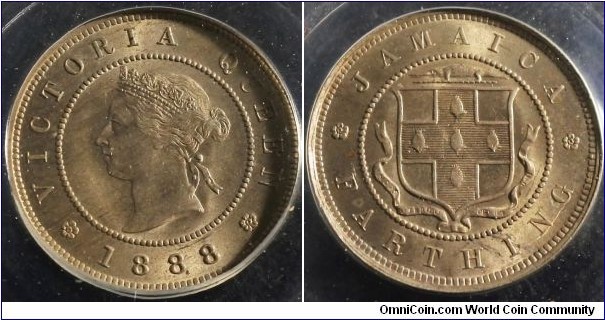 Jamaica 1888 farthing. Nice condition! 