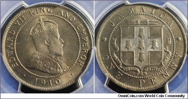 Jamaica 1910 penny. Nice condition! 