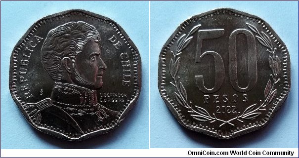 Chile 50 pesos. 2022