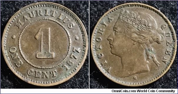 Mauritius 1877 1 cent. Weight: 1.94g